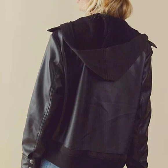 Free People It Girl Vegan Blazer Moto Jacket Black Size Xs Orig. $178. - Picture 4 of 10